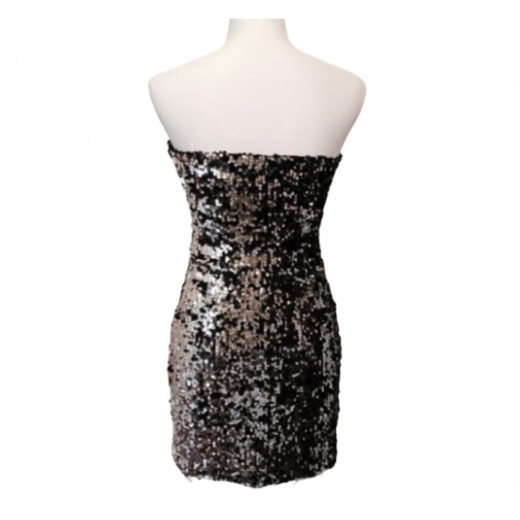Black & Silver Sequin Strapless Dress - Picture 4 of 7
